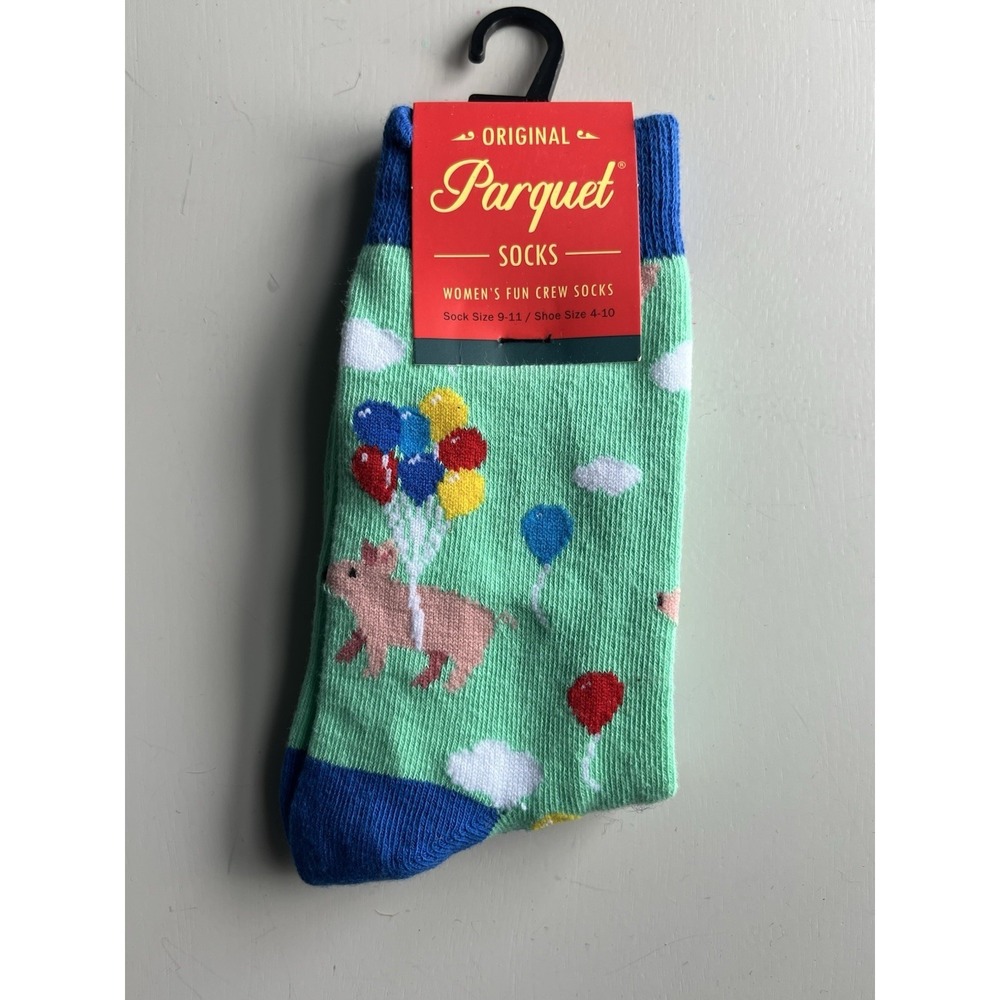 New Ladies Pigs Fly Balloons Novelty Socks Parquet SIZE 4-10 Gifts